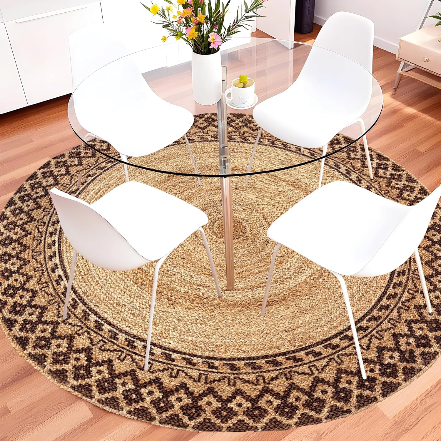 Handwoven Braided Jute Round Area Rug