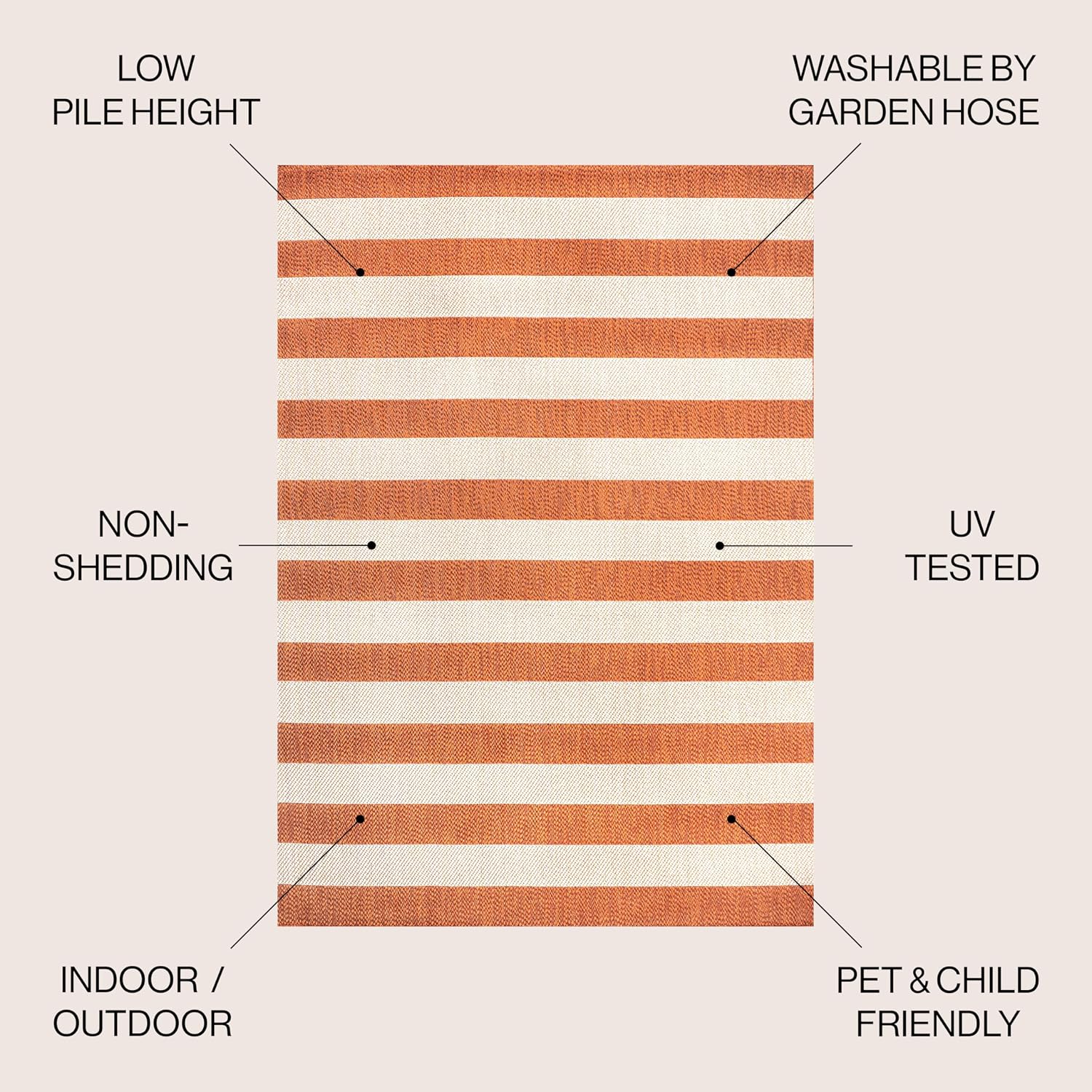 Orange‑Beige Two‑Tone Indoor‑Outdoor Area Rug