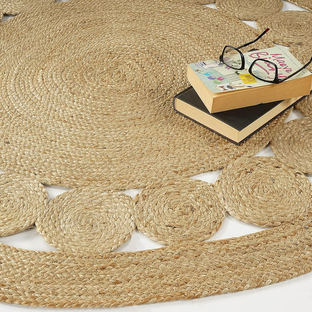 Hand‑Woven Natural Jute Round Farmhouse Rug