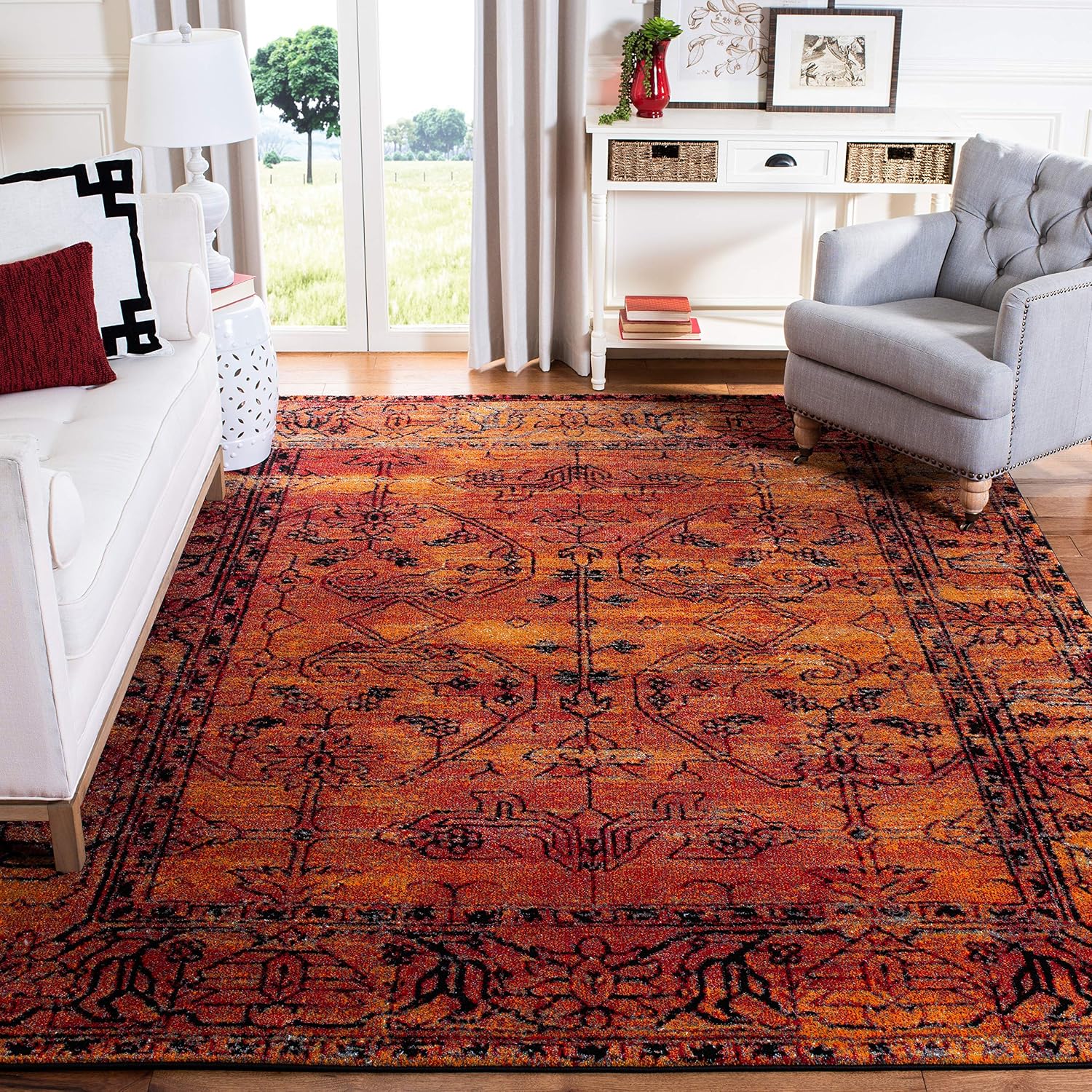 Vintage Persian Non‑Shedding Square Area Rug