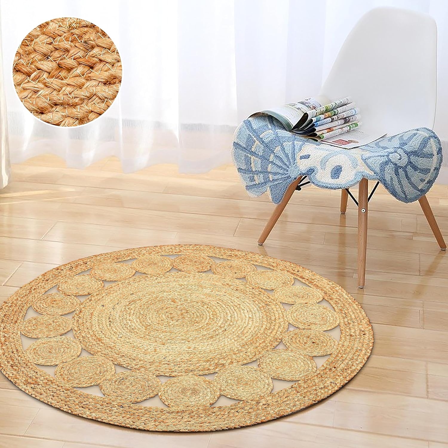 Braided Reversible Jute Round Farmhouse Rug