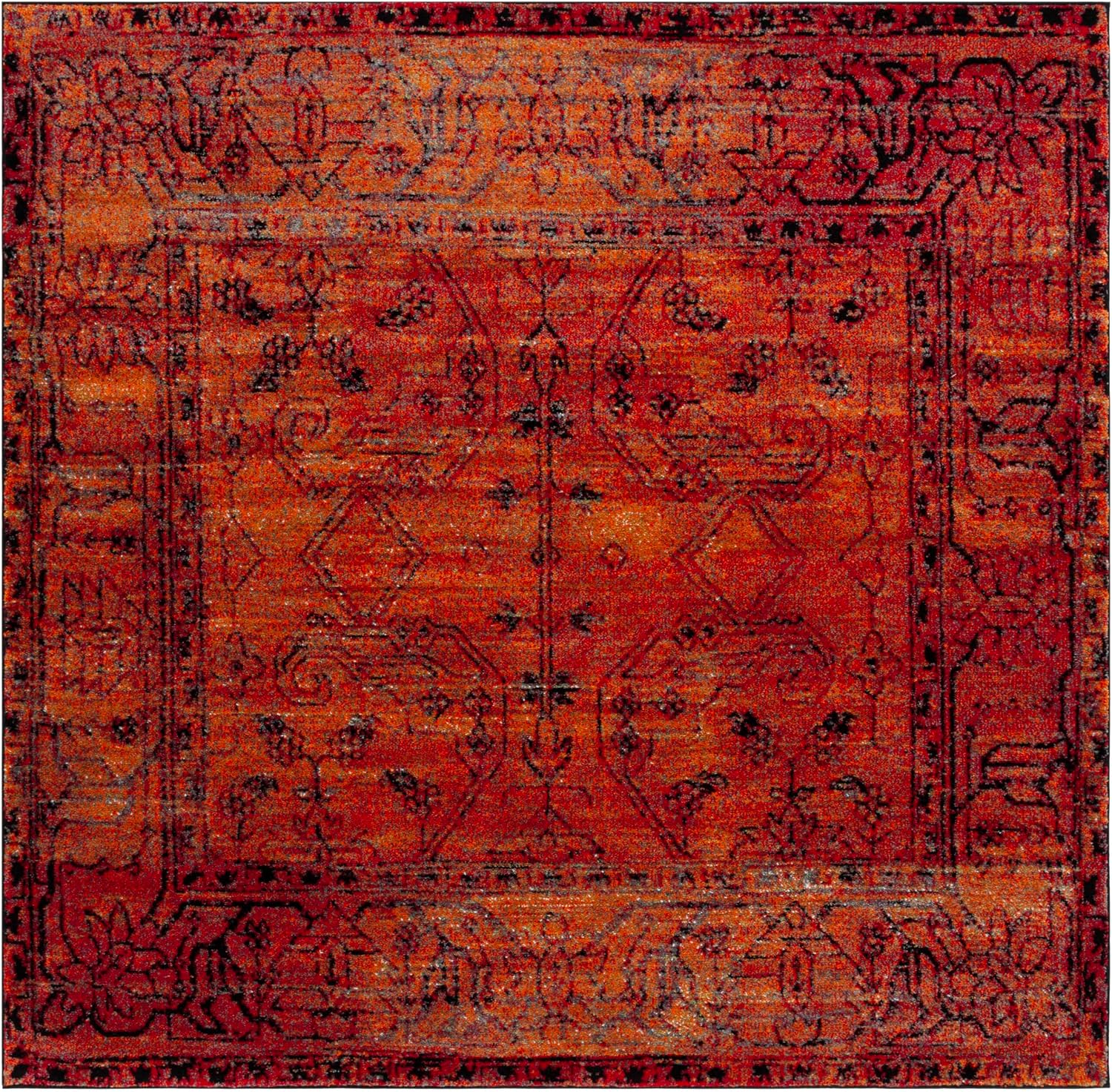 Vintage Persian Non‑Shedding Square Area Rug