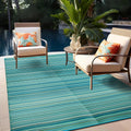 Blue Contemporary Striped Indoor‑Outdoor Area Rug