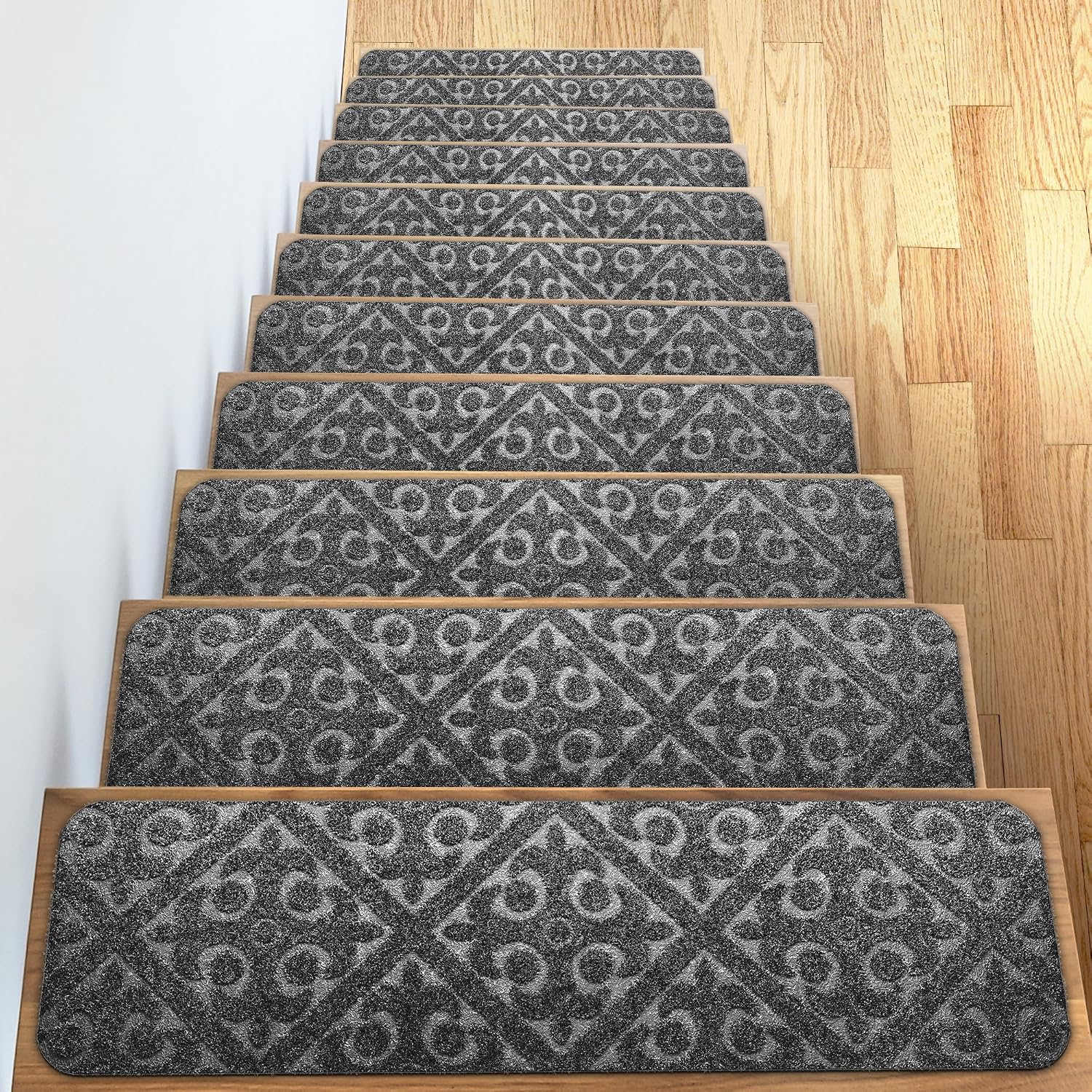 13‑Pack Rubber‑Backed Non‑Slip Stair Treads